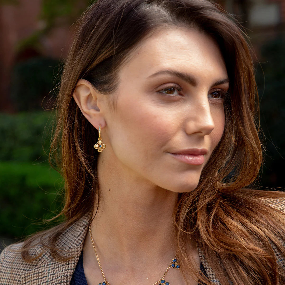 Double Sided Clover Hoop- Blue Labradorite