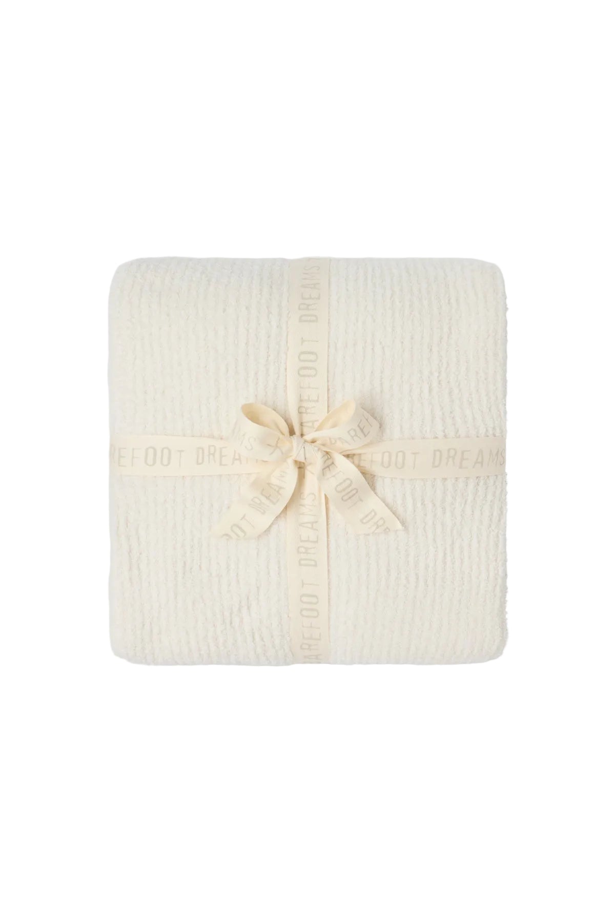 Ribbed Blanket Stitch Throw - Cream/Java