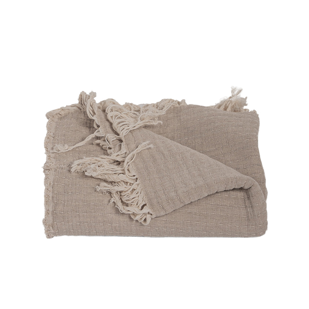 Cotton Throw with Tassels - Natural