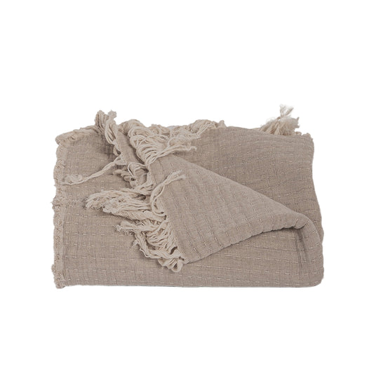 Cotton Throw with Tassels - Natural