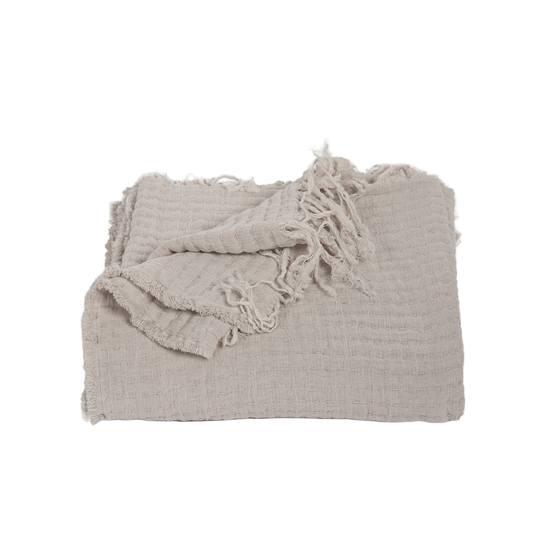 Cotton Throw with Tassels - Oat