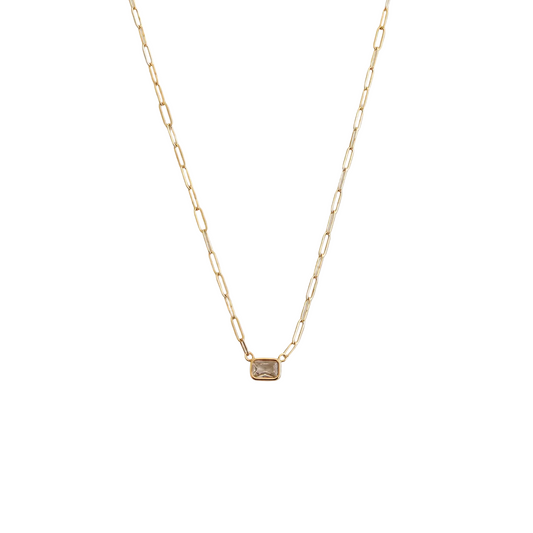 Paperclip Emerald Cut Necklace