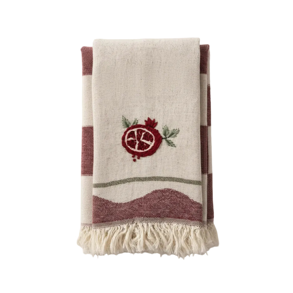Hand Stitched Pomegranate Tea Towel Set