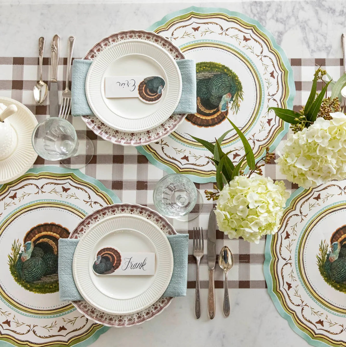 Brown Check Paper Table Runner
