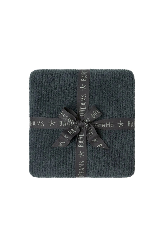 Blanket Stitch Throw - Slate Blue/Cream