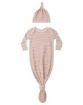 Knotted Baby Gown and Hat Set - Dusty Rose