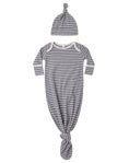 Knotted Baby Gown and Hat Set - Slate